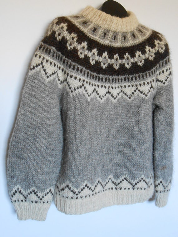 Vintage Norwegian Icelandic style Wool Ski Sweater
