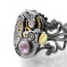 RESERVED for A. McK -Steampunk Ring, Light Amethyst Gemstone Ring / Vintage Watch Movement - Adjustable Ring