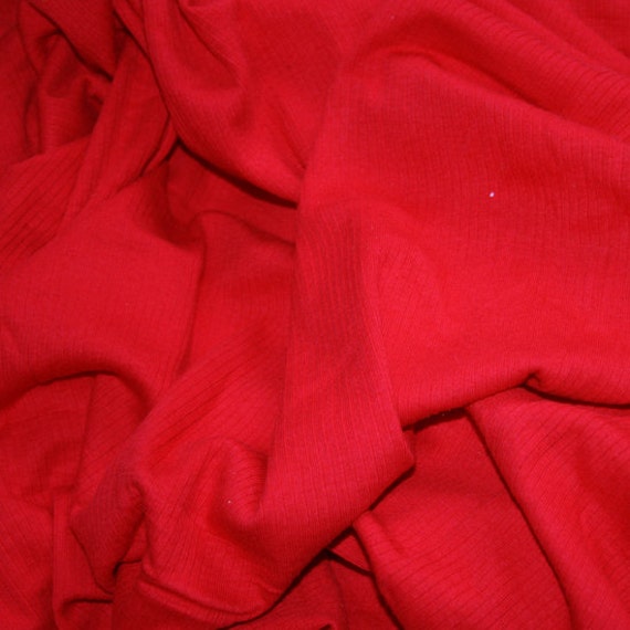 Cherry Red Ribbed KNIT Fabric 100% Stretch by AllegroFabrics