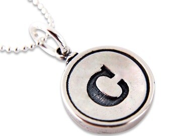 Typewriter Key Necklace Typewriter Key Pendant in Solid Sterling Silver - Other Letters Available