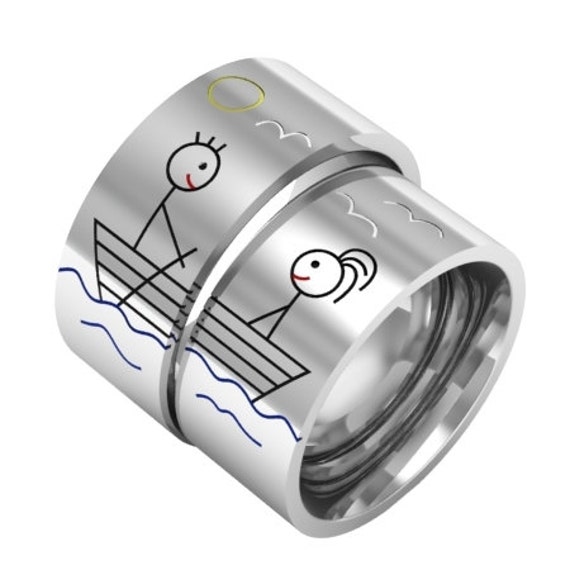 Love on boat matching couple ring silver band ring by ASHYL