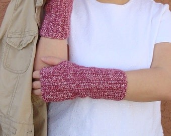 Rose Mist Fingerless Gloves for Women, Crochet Pink Fingerless Gloves, Wrist Warmers, Arm Warmers, Mitts - Ready To Ship
