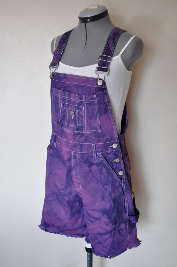 Purple Bib Overalls Hand Dyed Violet Navy Overdyed No