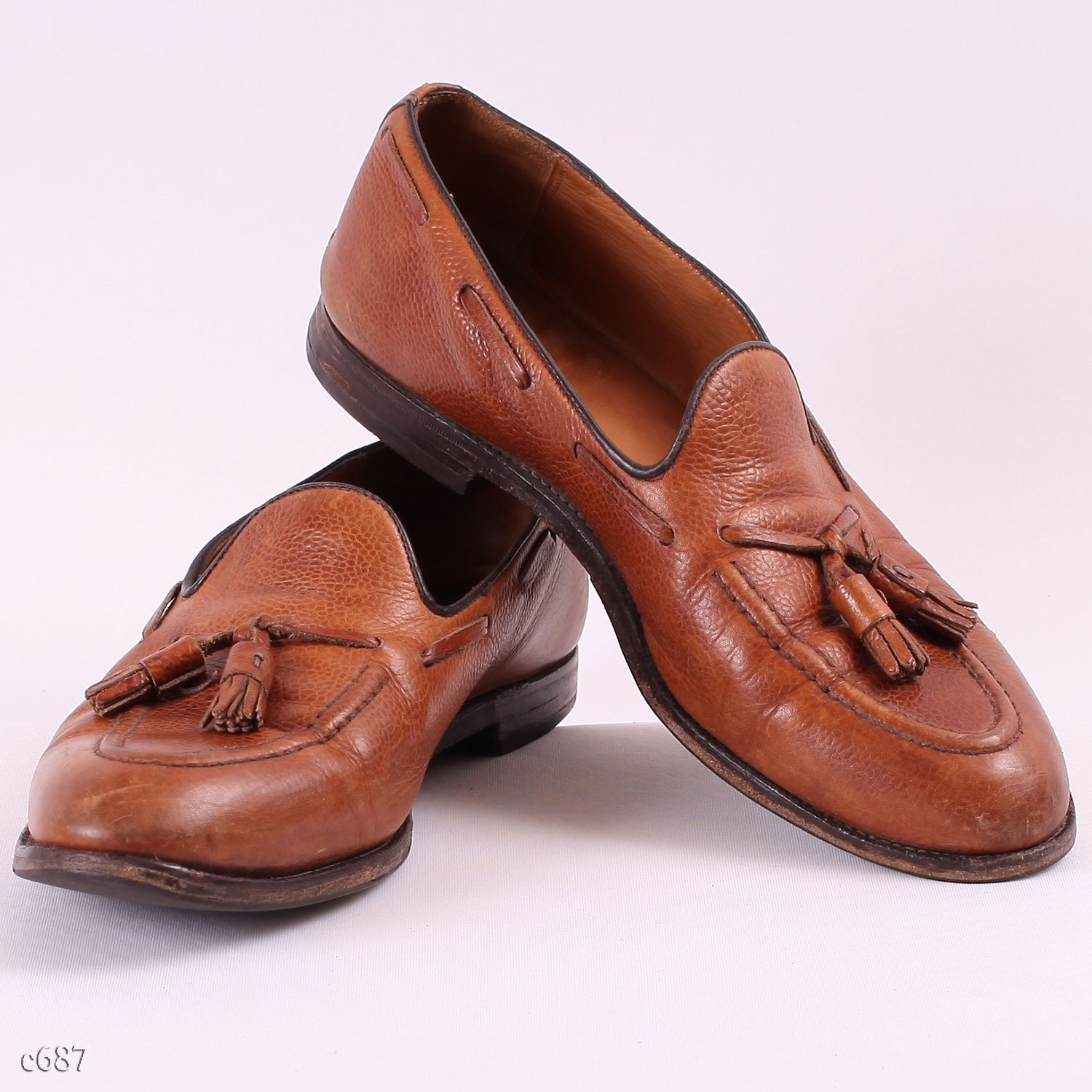 Mens Tassel Loafers / Brown 80s Shoes / Size US 9 EUR 43 UK