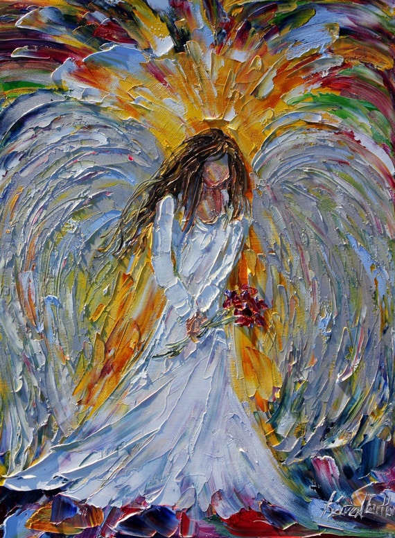 Original Oil Angel Palette Knife Painting Modern Impressionism