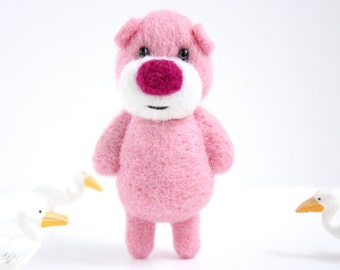 Light pink pocket miniature bear with a deep pink nose