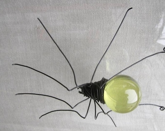 Pale Yellow Sun Catcher Window Spider Hanging Art, Made to Order