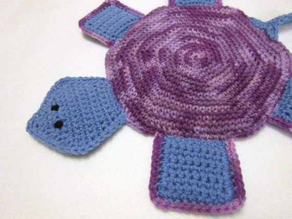 Hot Pad Crocheted Blue and Purple by crochetedbycharlene on Etsy