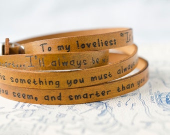 To My Lovelies, Winnie the Pooh Ultra Long Leather Wrap Bracelet Leather Stacking Bracelet, Leather Cuff Bracelet, Triple Wrap Bracelet