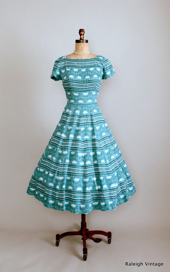 Vintage 1950s Dress : 50s Cotton Day Dress