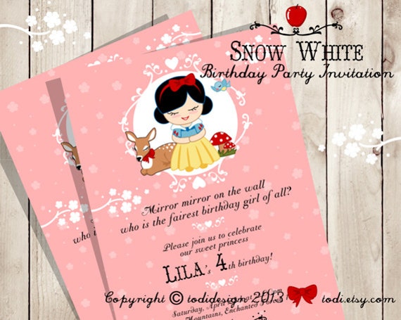 snow white birthday party invitations