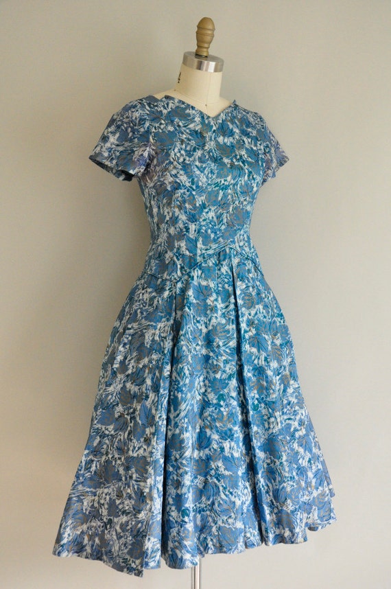 vintage 1950s dress / 50s full skirt cocktail dress dress