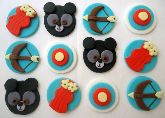 Edible Brave Heroine Cupcake Toppers - Fondant Cupcake Toppers - Red Haired Heroine Il_570xn