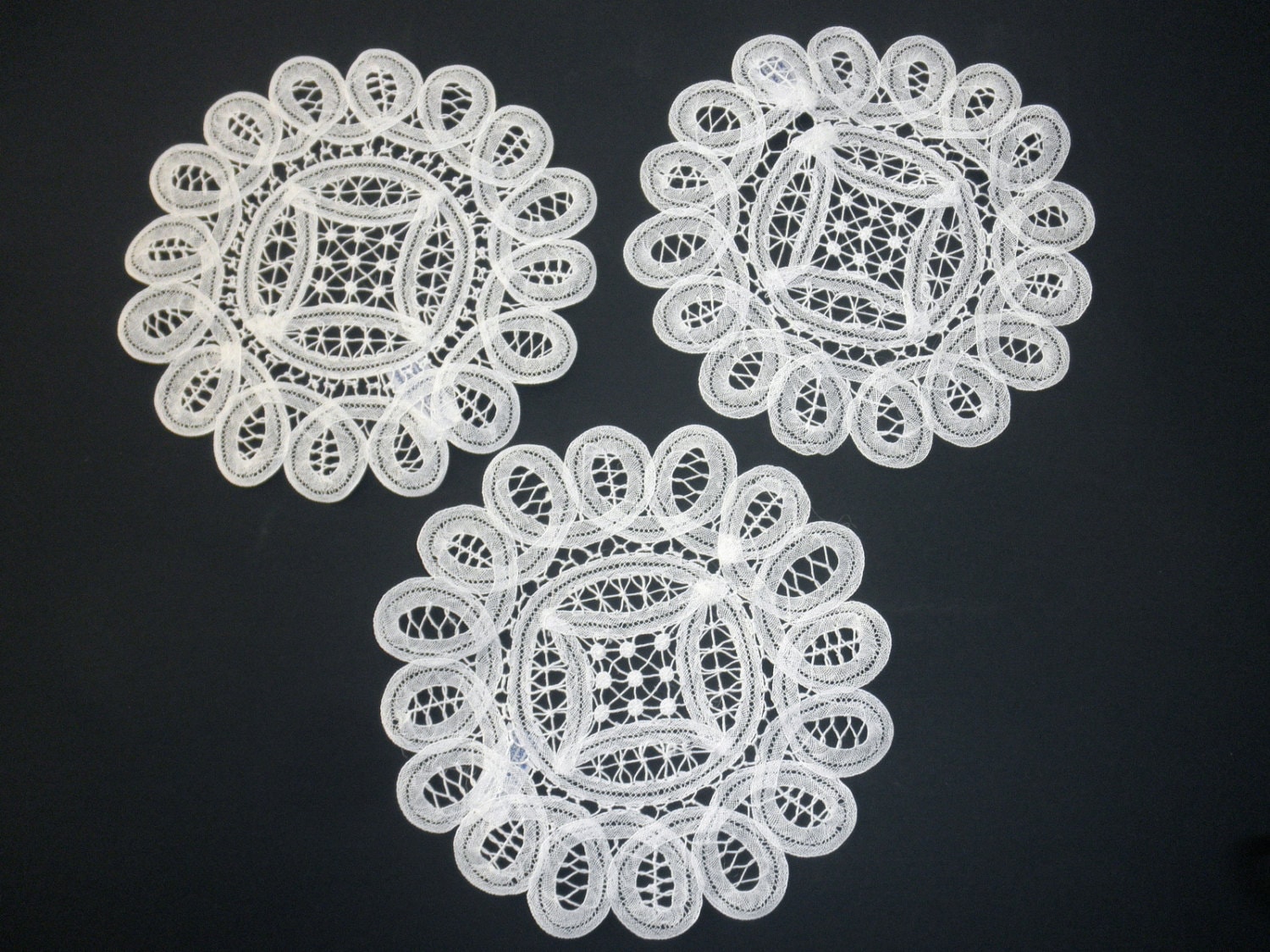 3 New Battenburg Lace Doilies White Cotton Imperial