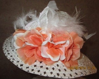 Girls Tangerine Hat - Tangerine Easter Hat - Church Hat - Tea Party Hat - Little Girls Easter Hat