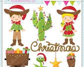 Cowboy Christmas Cute Digital Christmas Clipart for Commercial or Personal Use, Christmas Clipart, Cowboy Christmas Il_170x135