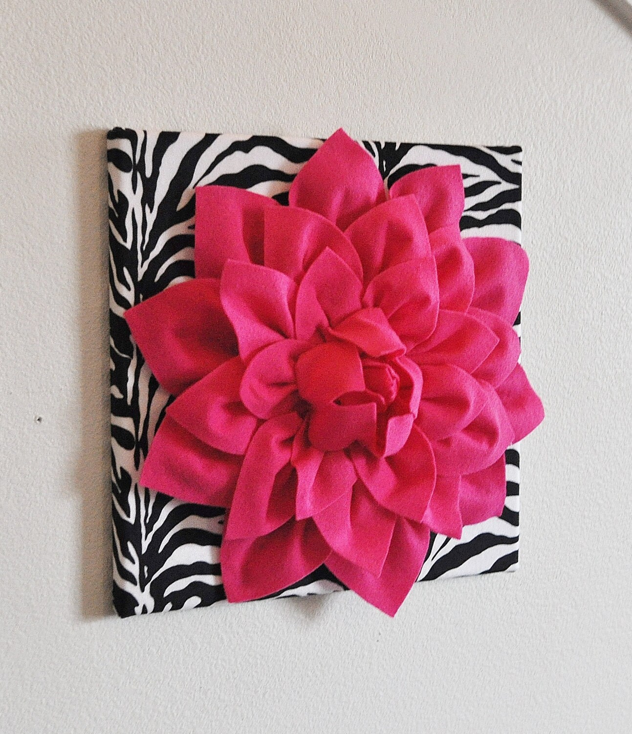 Hot Pink Wall Hanging Hot Pink Dahlia on Zebra Print 12