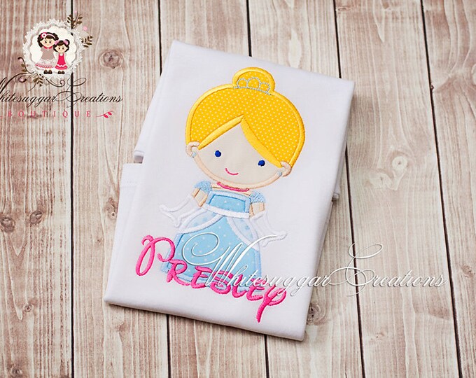 Blonde Princess Shirt - Cinderella Personalized Shirt - Baby Girl Outfit - Embroidered Custom Baby Girl Shirt