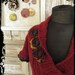 Dark Red Long Duster Cardigan with Tattered Ruffles and Flowers / Women Tops Sweaters / Upcycled Clothing / Boho Chic by Garage Couture