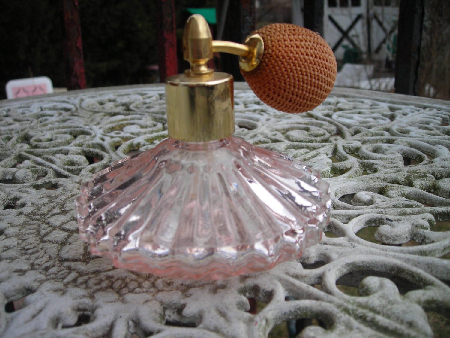 vintage perfume bottle irice pink glass
