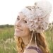 Summer Wedding Accessory 1920's Inspired Pale Pink Headband Weddings Royal Ascot Derby Headpiece Soft Vintage Feather Flower Romantic Lace