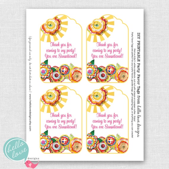 Sunshine Printable Party Favor Tags by hello love designs Il_570xn