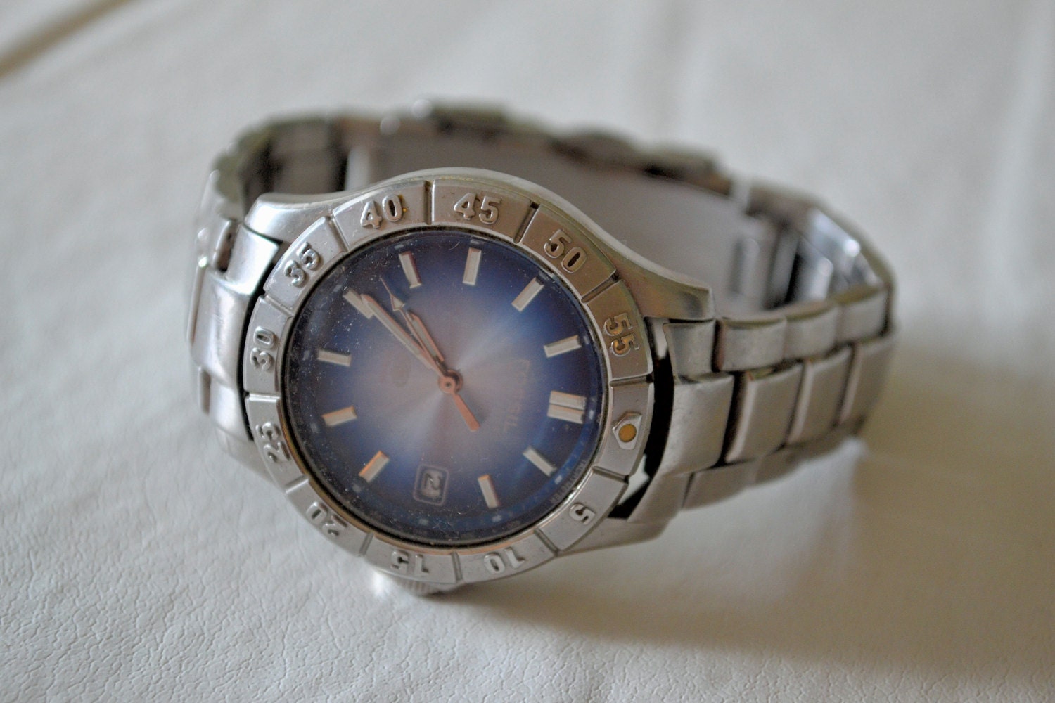 Mens Fossil Watch blue face AM3725 used by honeybeepollen on Etsy