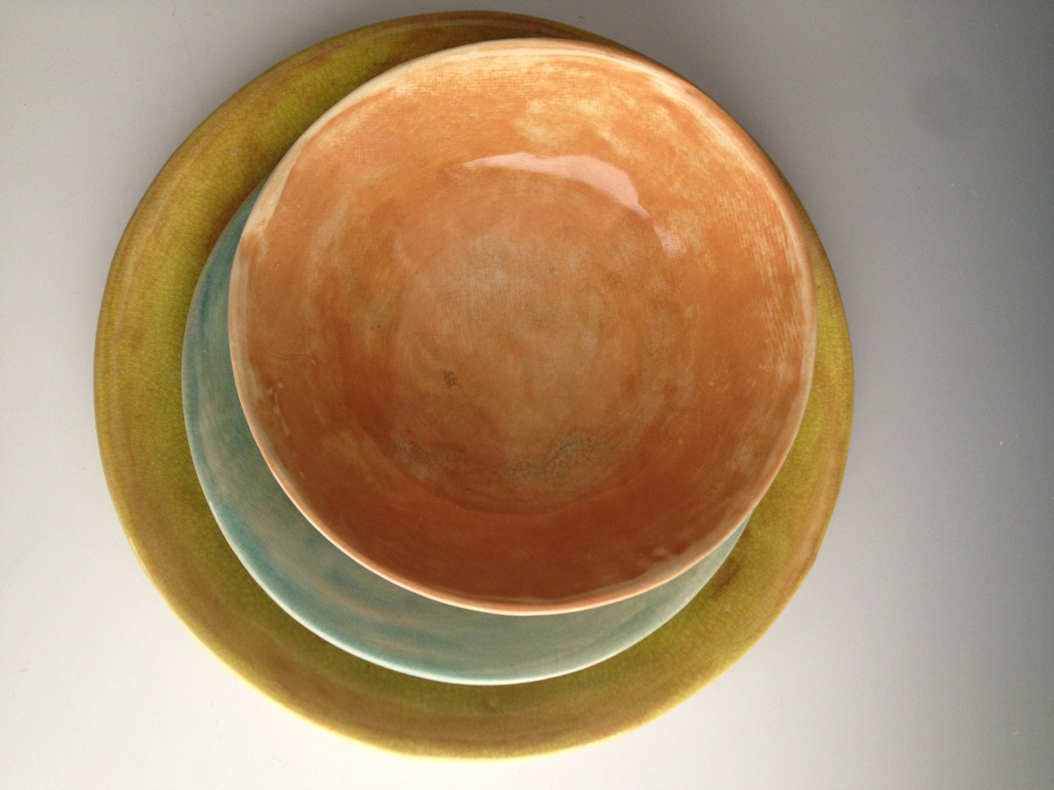 Handmade ceramic plates dinnerware Wedding gifts Set of 3