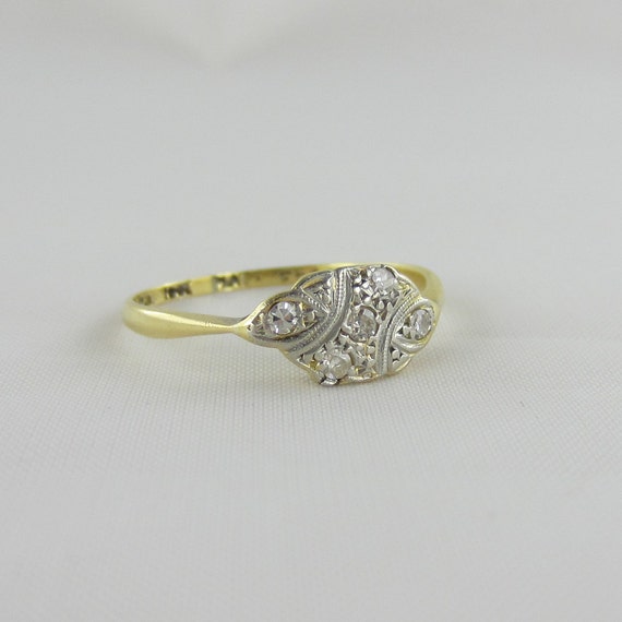 Art Deco Diamond Ring. Asymmetrical Engagement Ring Circa