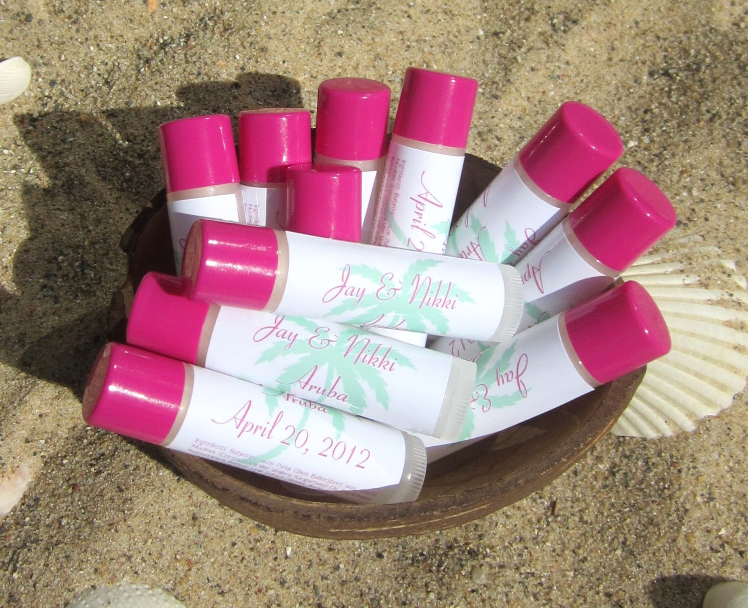 Destination Wedding Favor Personalized Label Lip Balms