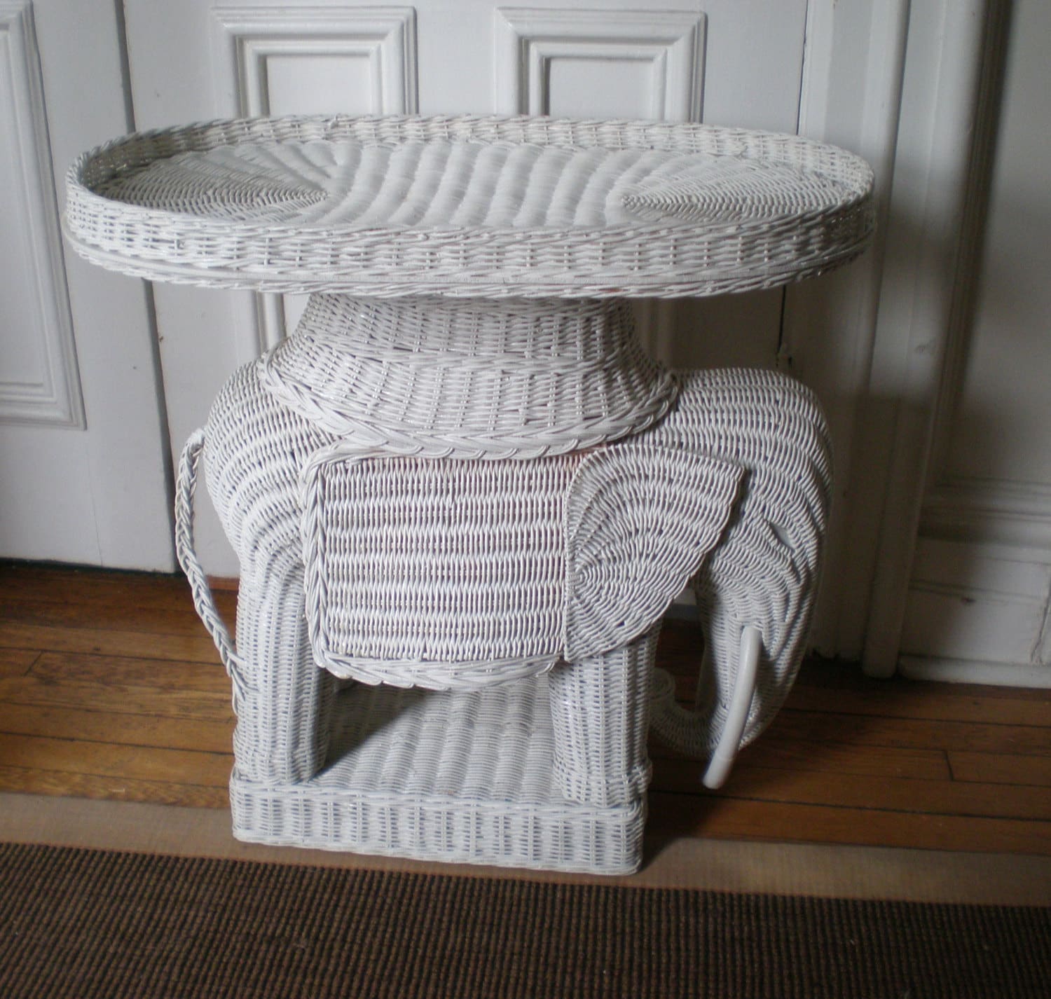 Vintage Wicker Elephant Table with Tray Top by GreenZebre on Etsy