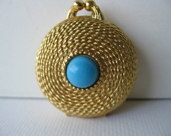 Estée Lauder/ Perfume Box/Solid perfume/pill box/cabochon turquoise/l970s