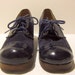 Vintage 60s 70s Blue Suede Shoes / Lace Up Platform Heels