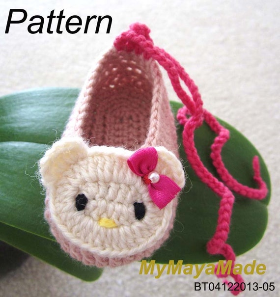 Crochet Pattern Hello Kitty Crochet Baby Booties by MyMayaMade