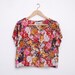 NOS vintage crop top Floral blue shirt size M