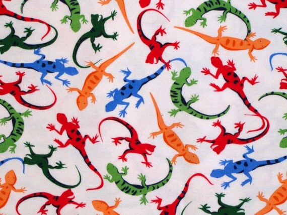 Items similar to Colorful Lizards Rib Knit Cotton Fabric on Etsy