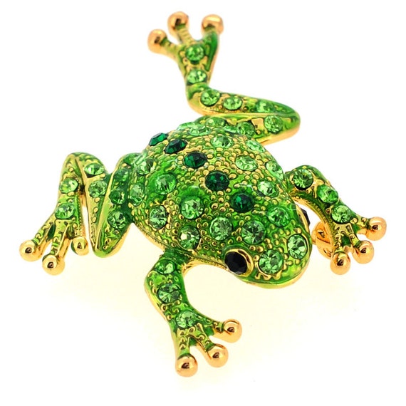 Green Frog Pin Swarovski Crystal Animal Pin Brooch 1010172