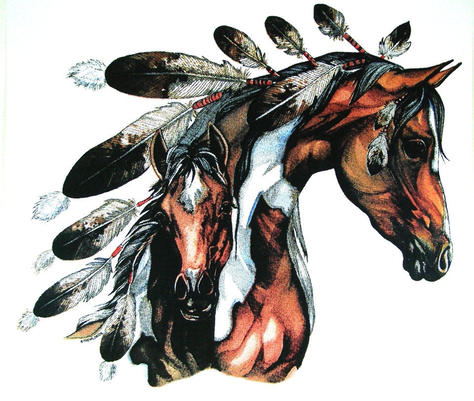 Native American Indian War Ponies Horses on by firelandsteeshirts