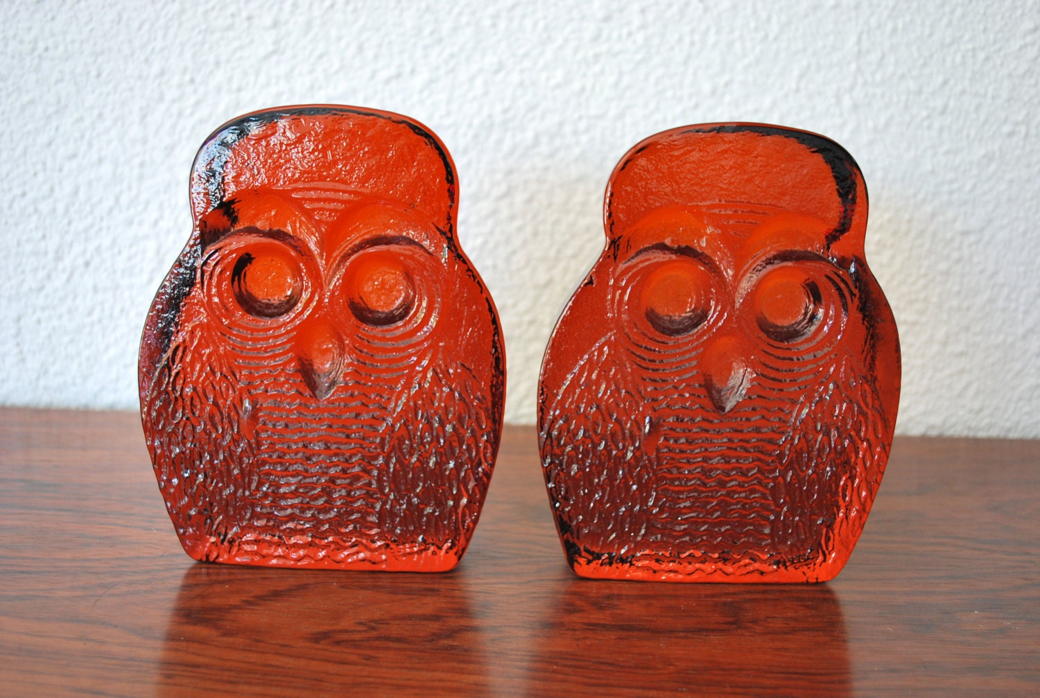 Mid Century Vintage Amber Blenko Owl Bookends 6951