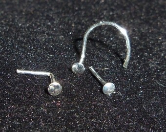 Small 1MM to 2MM Nose Studs Sterling Silver 18,20,21 OR 22 Gauge,Screw End L Bend Or straight Stud