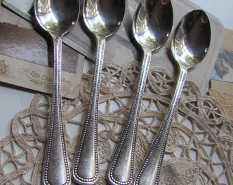 Spoons - Set of 4 Silver Plate Teaspoons - Patrician Pattern 1975