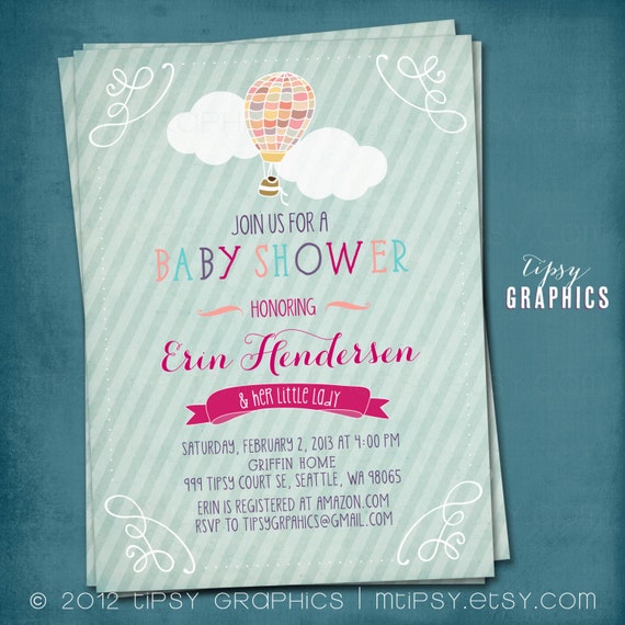 Hot Air Balloon. Sweet Baby / Bridal Shower Invite by Tipsy Graphics Il_570xn