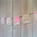 burlap fabric garland sweet pinks on jute twine