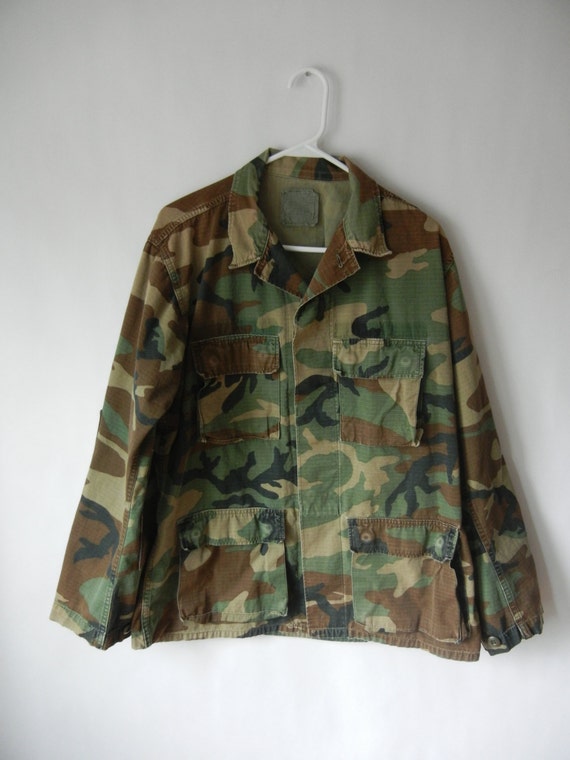Vintage Army Jacket Size Large Camo Grunge 90's