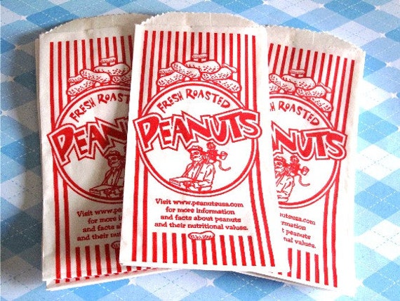 25 Peanut Bags Vintage Retro Style Carnival Circus Birthday Baseball Sports BBQ Party Movie Night