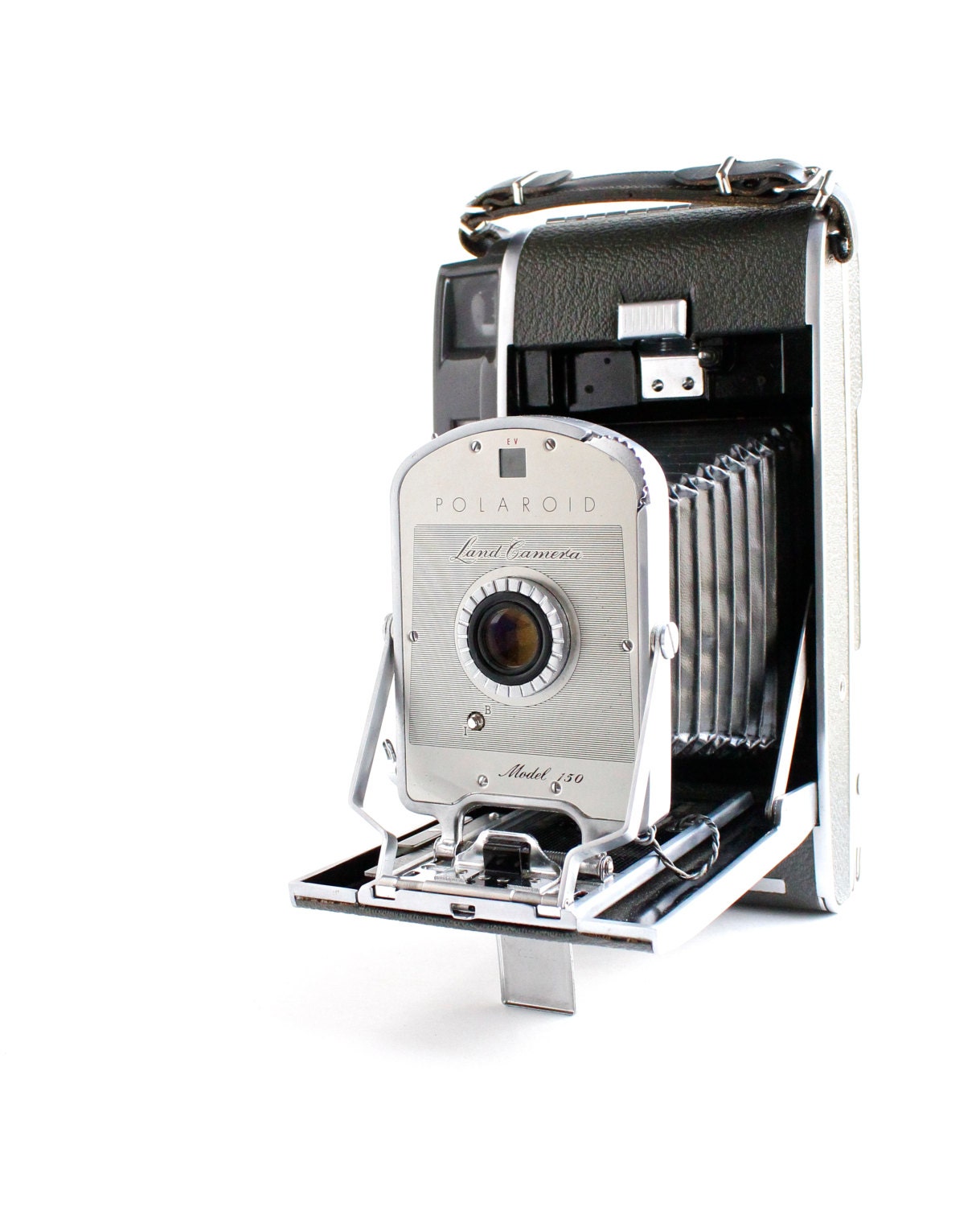 Vintage Polaroid Land Camera 150 Mid Century Gray Accordion