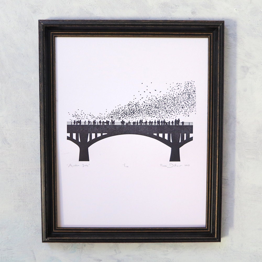 Letterpress Print Austin Bats