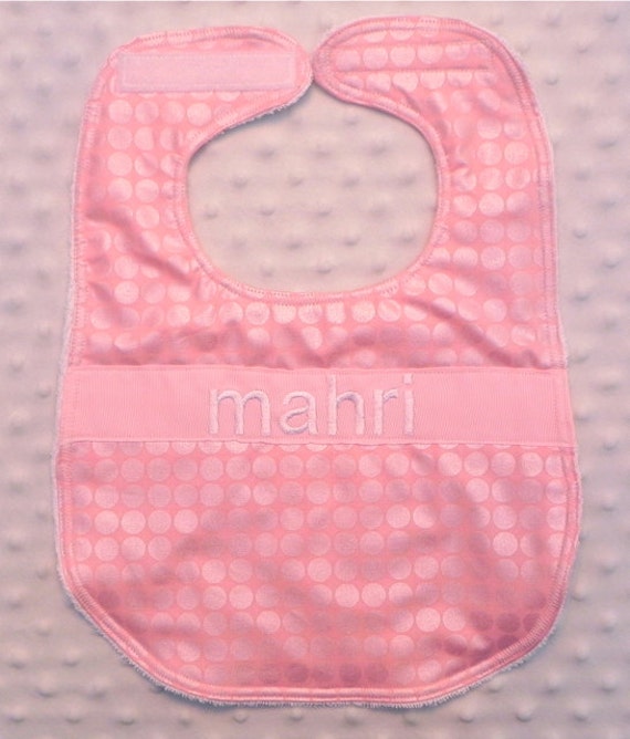 Personalized Bib Baby Girl Bib Pink Iridescent by lunaandbean