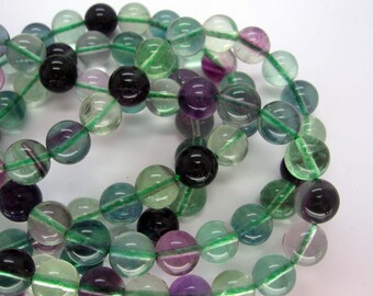 Genuine Rainbow Fluorite Round Smooth Beads 8mm