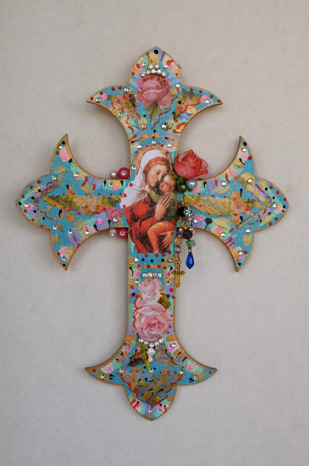 Virgen de Guadalupe Wooden Cross Religious Mexican Art